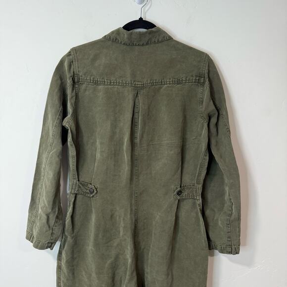 Marine Layer Women's Charlie Utility Jumpsuit Green Linen Blend Medium Wide Leg - Picture 6 of 11